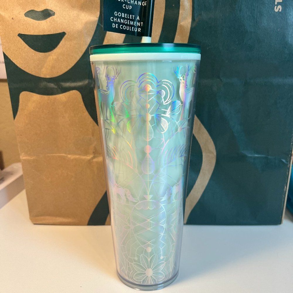 Starbucks 2022 Mint Venti Tumbler Holiday Color-change cup 24 oz/710 ml NWT